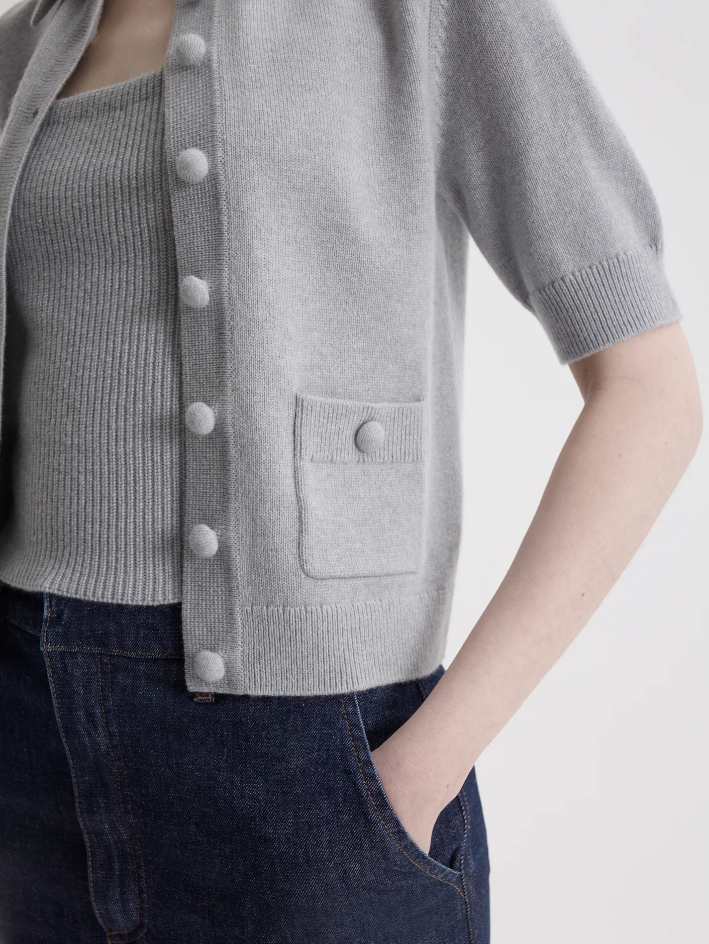 CASHMERE SHORT SLEEVE CARDIGAN - Image 7