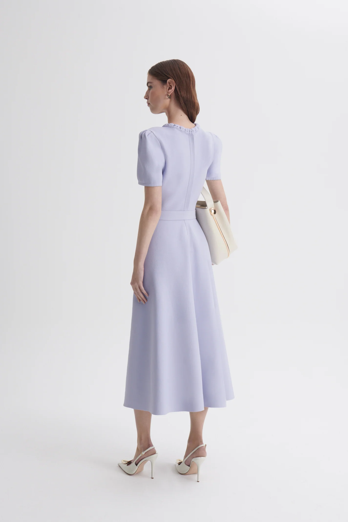 CREPE KNIT GATHER SLEEVE DRESS - Image 6