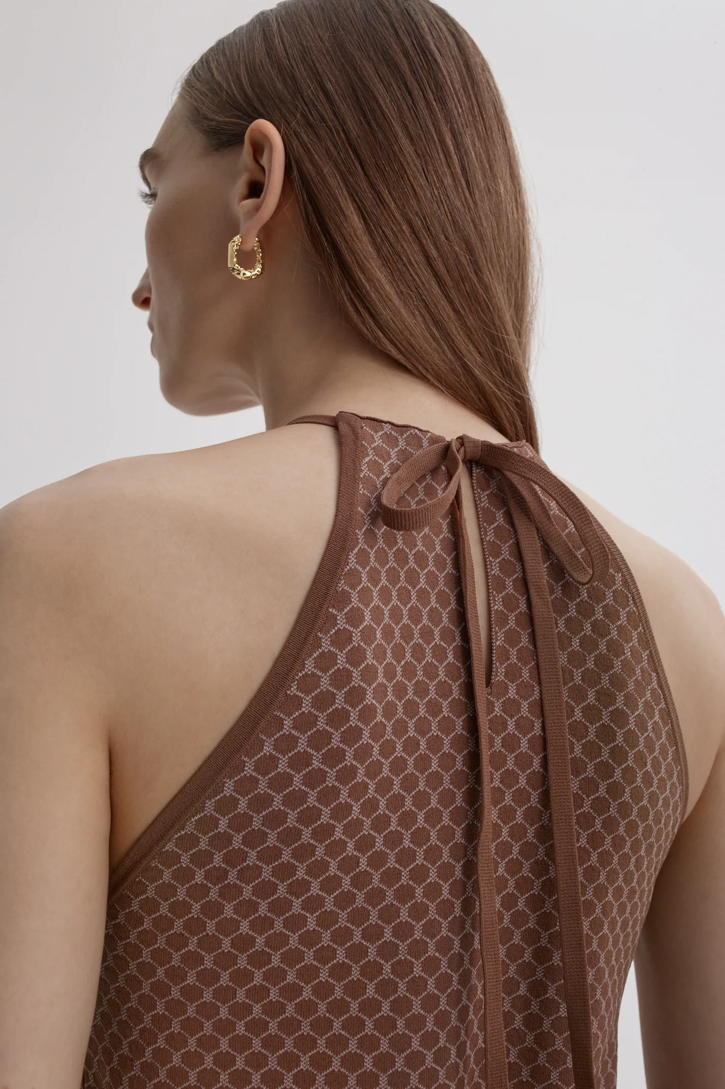 CREPE KNIT ROPE JACQUARD DRESS - Image 8