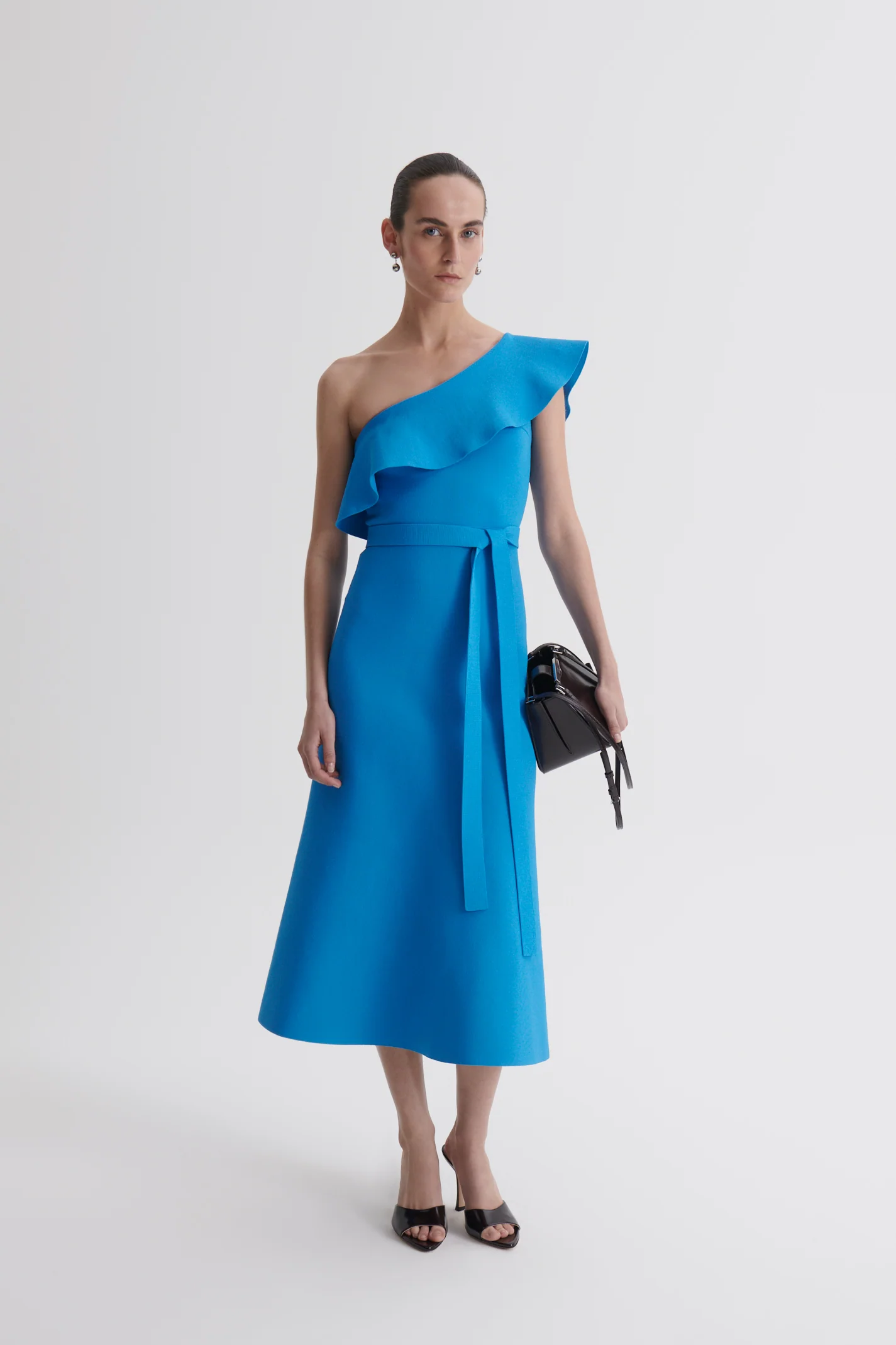 CREPE KNIT RUFFLE SHOULDER DRESS - Image 4