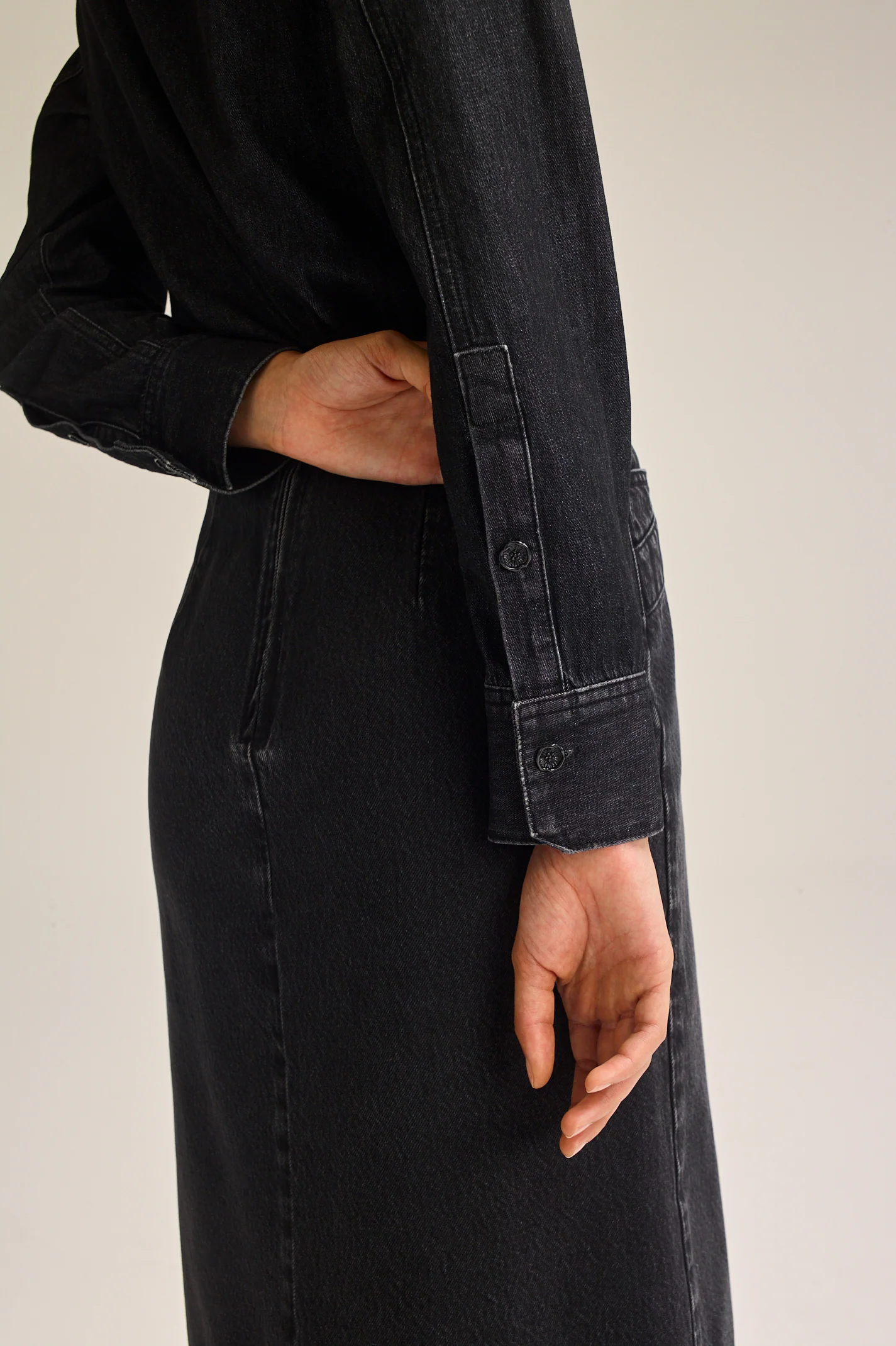 DENIM TIE NECK SHIRT - Image 6