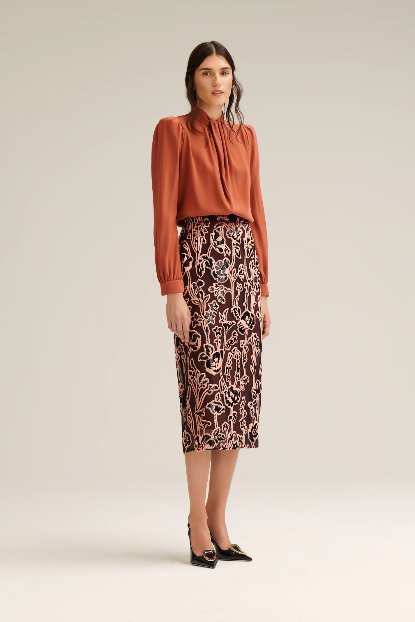 FRENCH VELVET FLORAL  SKIRT - Image 6