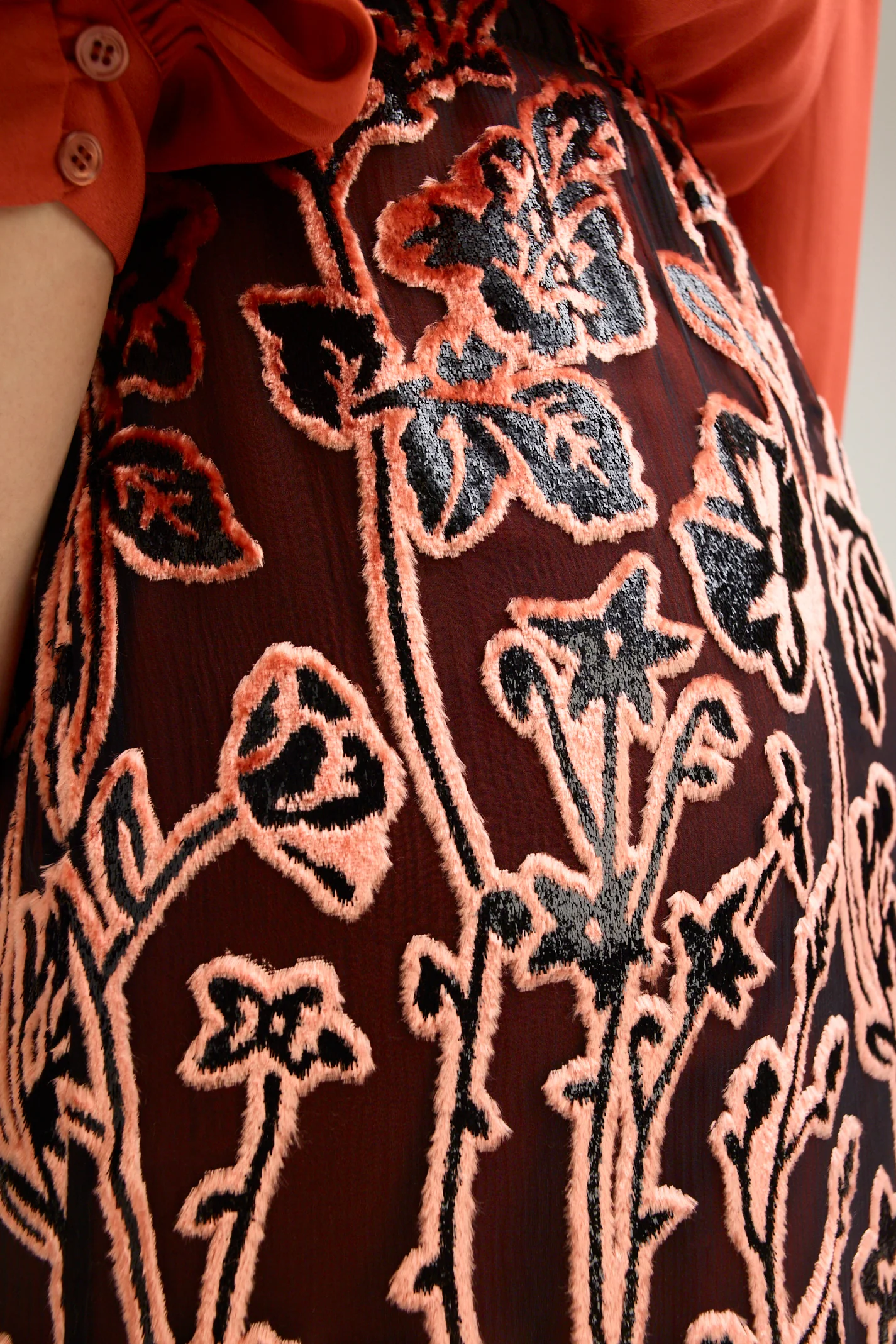 FRENCH VELVET FLORAL  SKIRT - Image 8