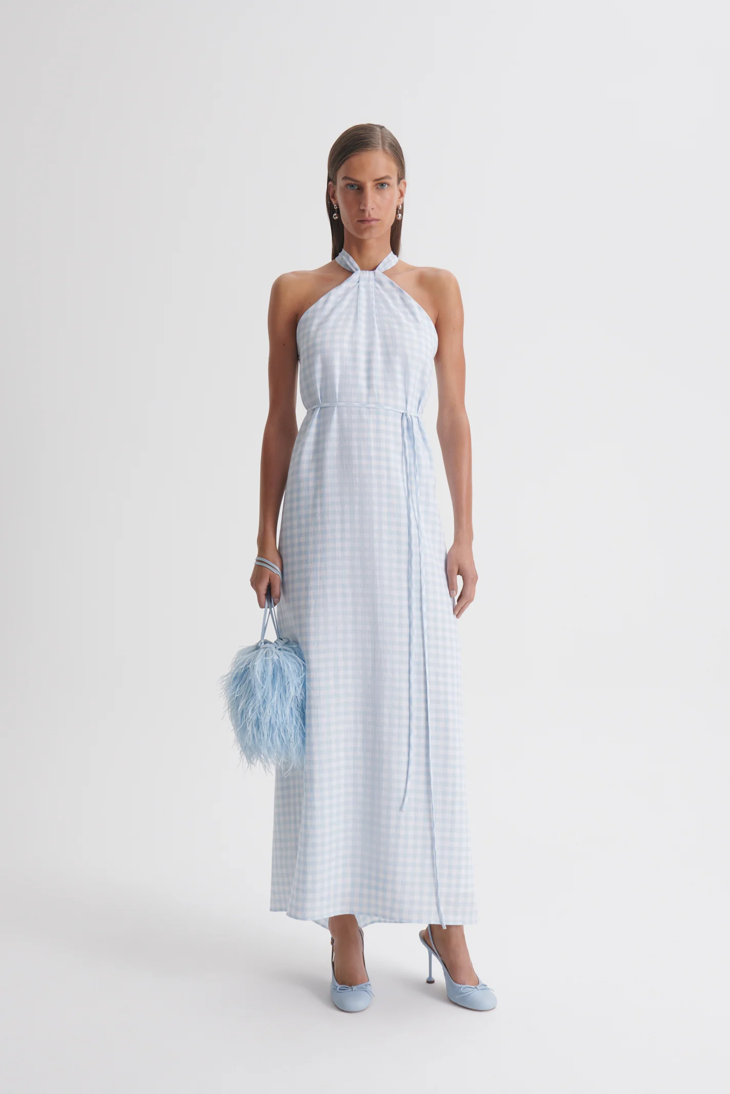GINGHAM TIE NECK DRESS - Image 3