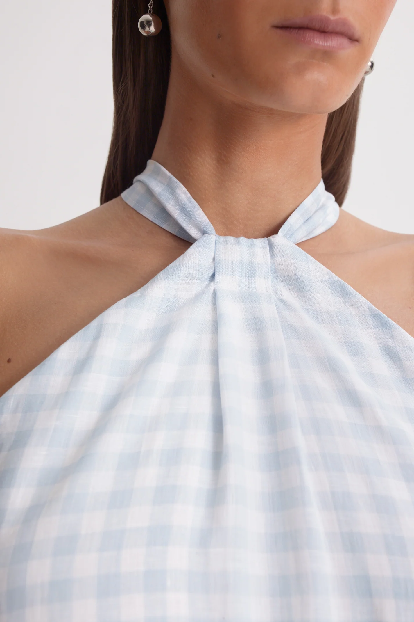 GINGHAM TIE NECK DRESS - Image 8