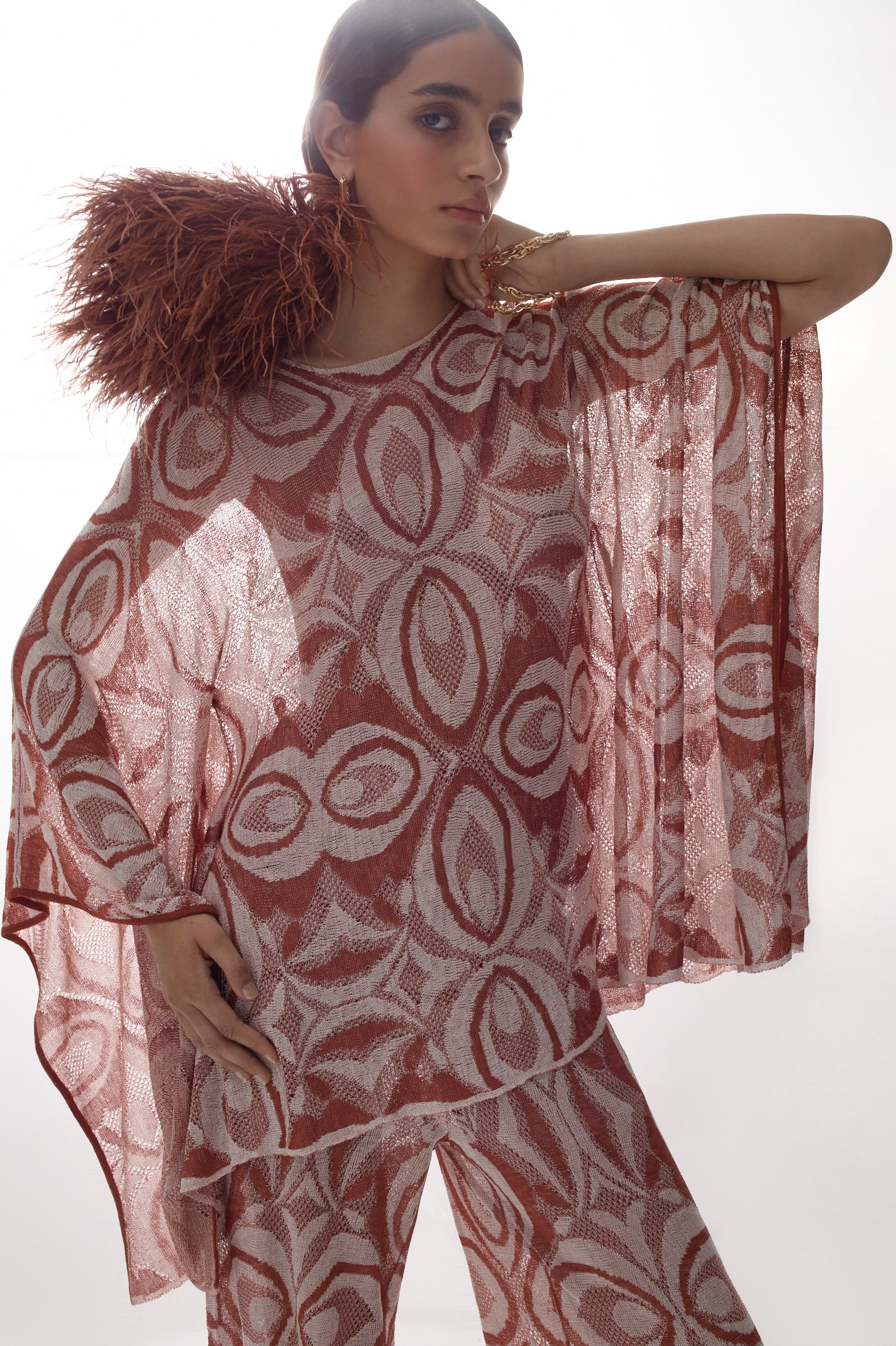 KNIT JACQUARD KAFTAN TOP - Image 8