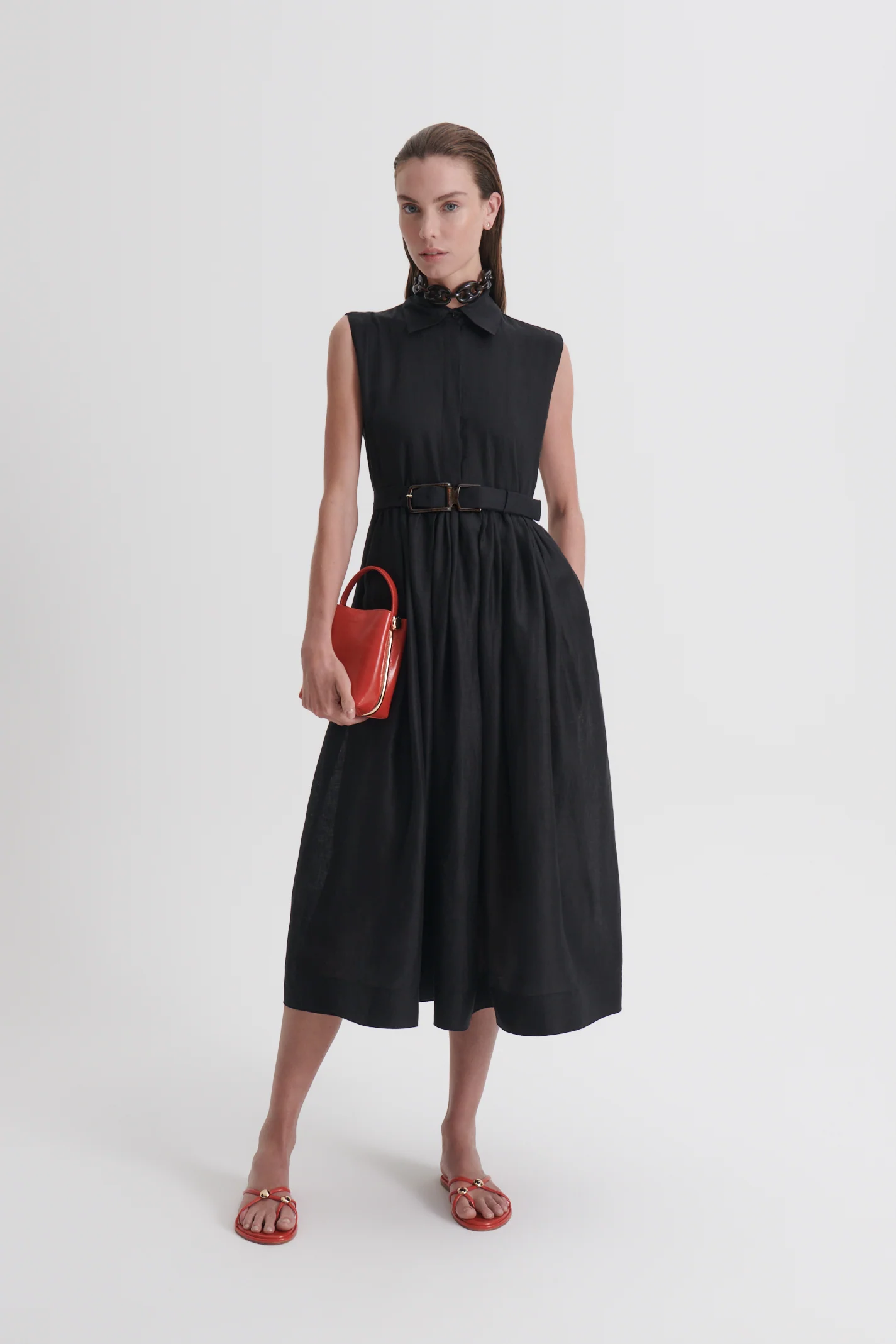 LINEN SLEEVELESS DRESS - Image 3