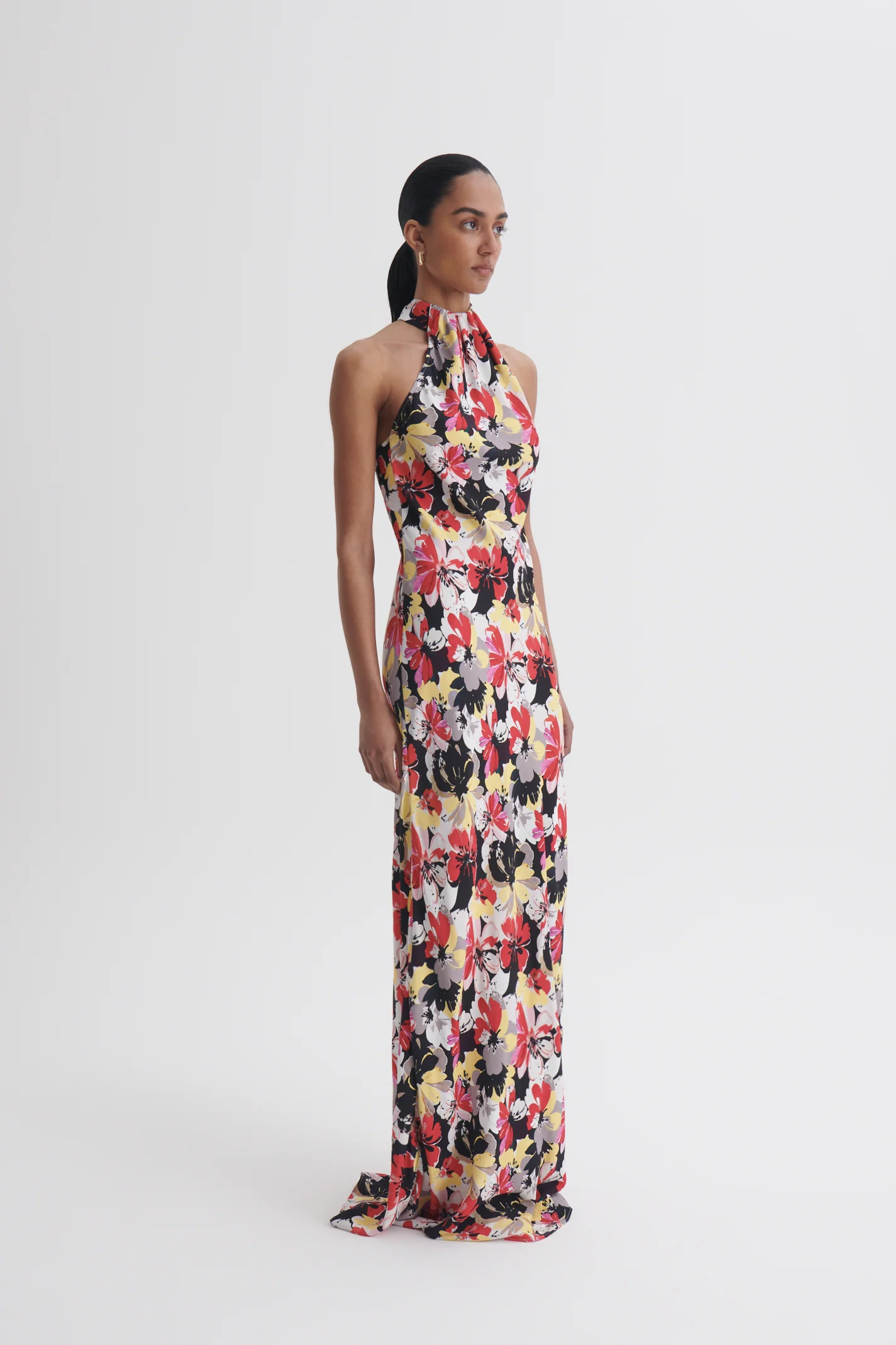 PRINTED DRAPE NECK DRESS - Image 4