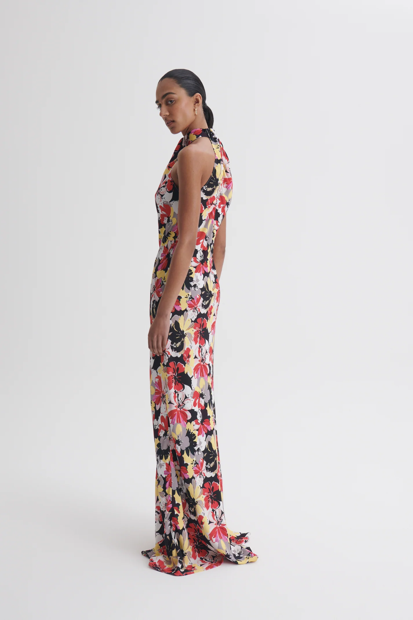 PRINTED DRAPE NECK DRESS - Image 5