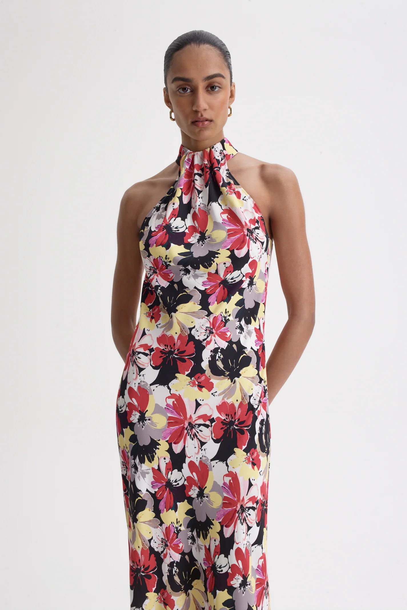 PRINTED DRAPE NECK DRESS - Image 7