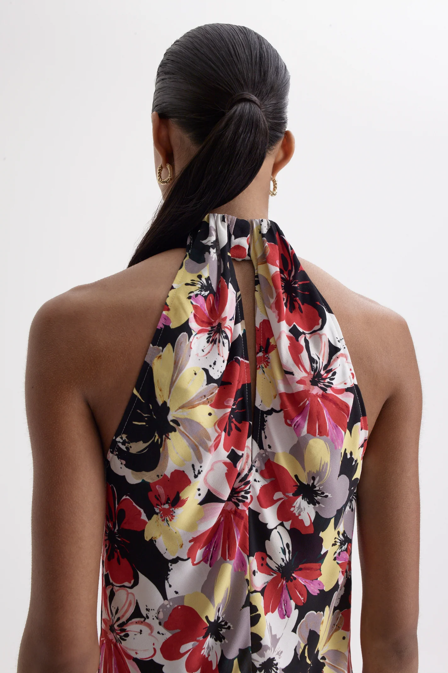 PRINTED DRAPE NECK DRESS - Image 8