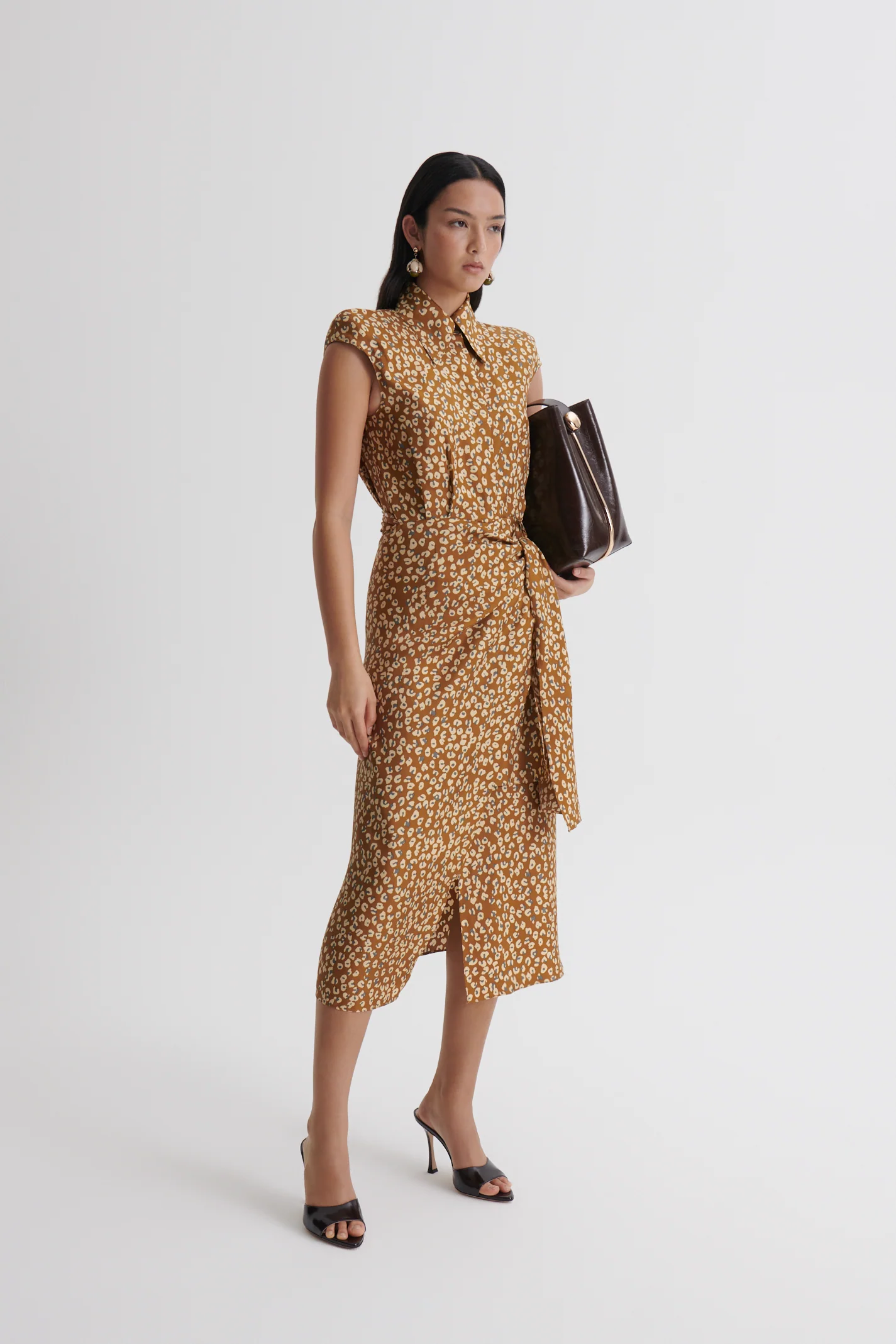 SILK ANIMAL PRINT WRAP DRESS - Image 5
