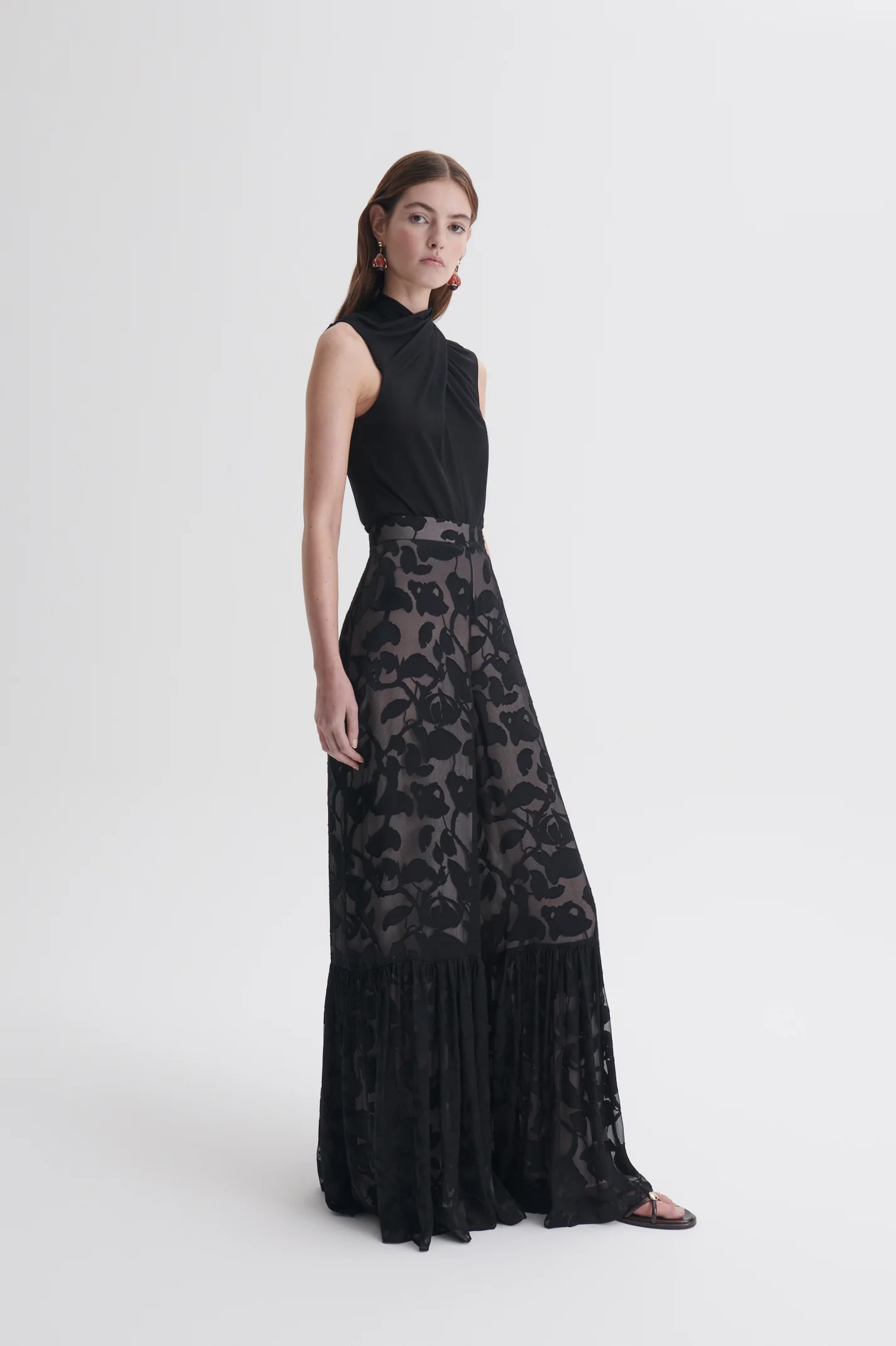 SILK BURNOUT SATIN TIER TROUSER - Image 4