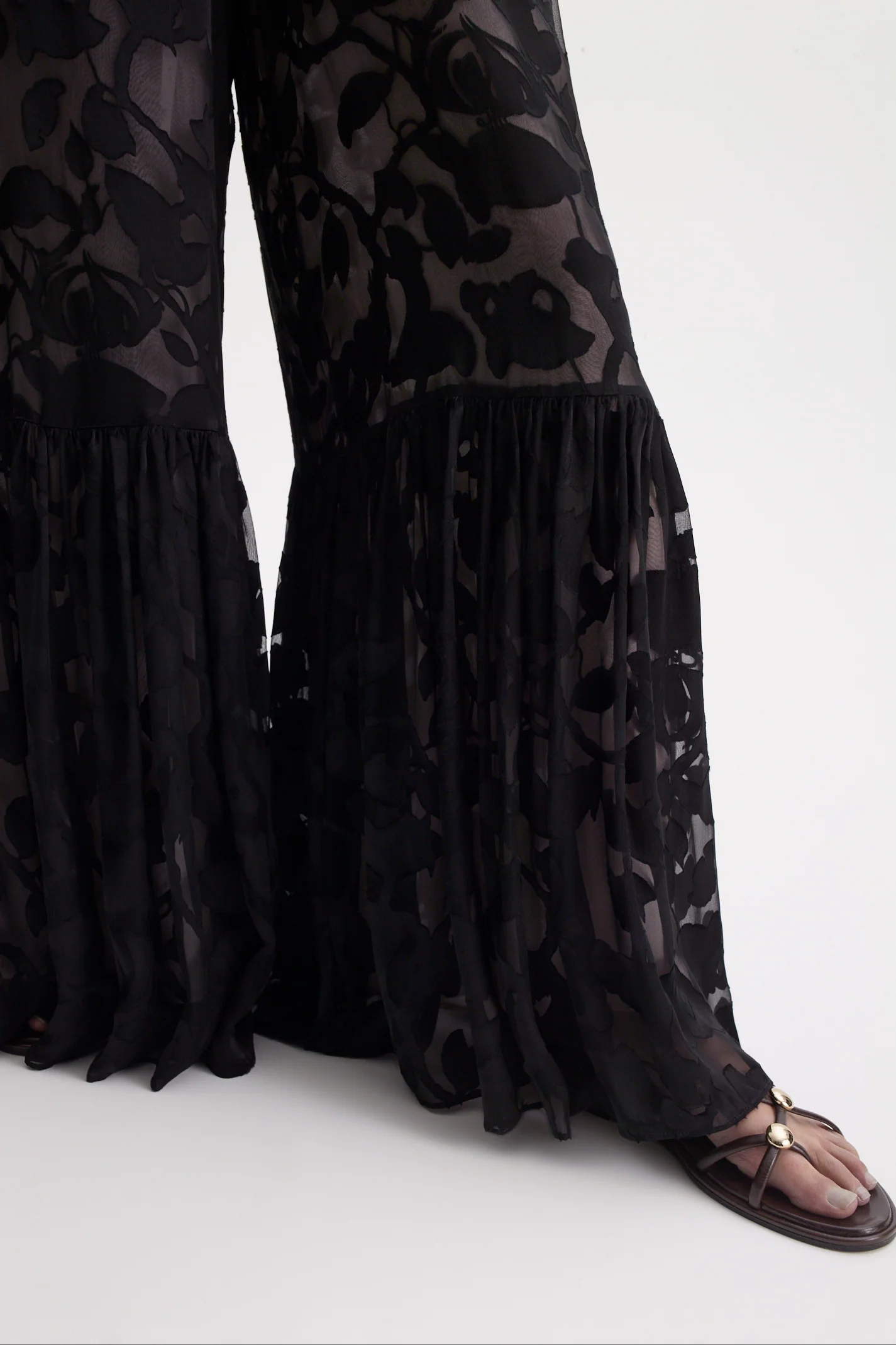 SILK BURNOUT SATIN TIER TROUSER - Image 6