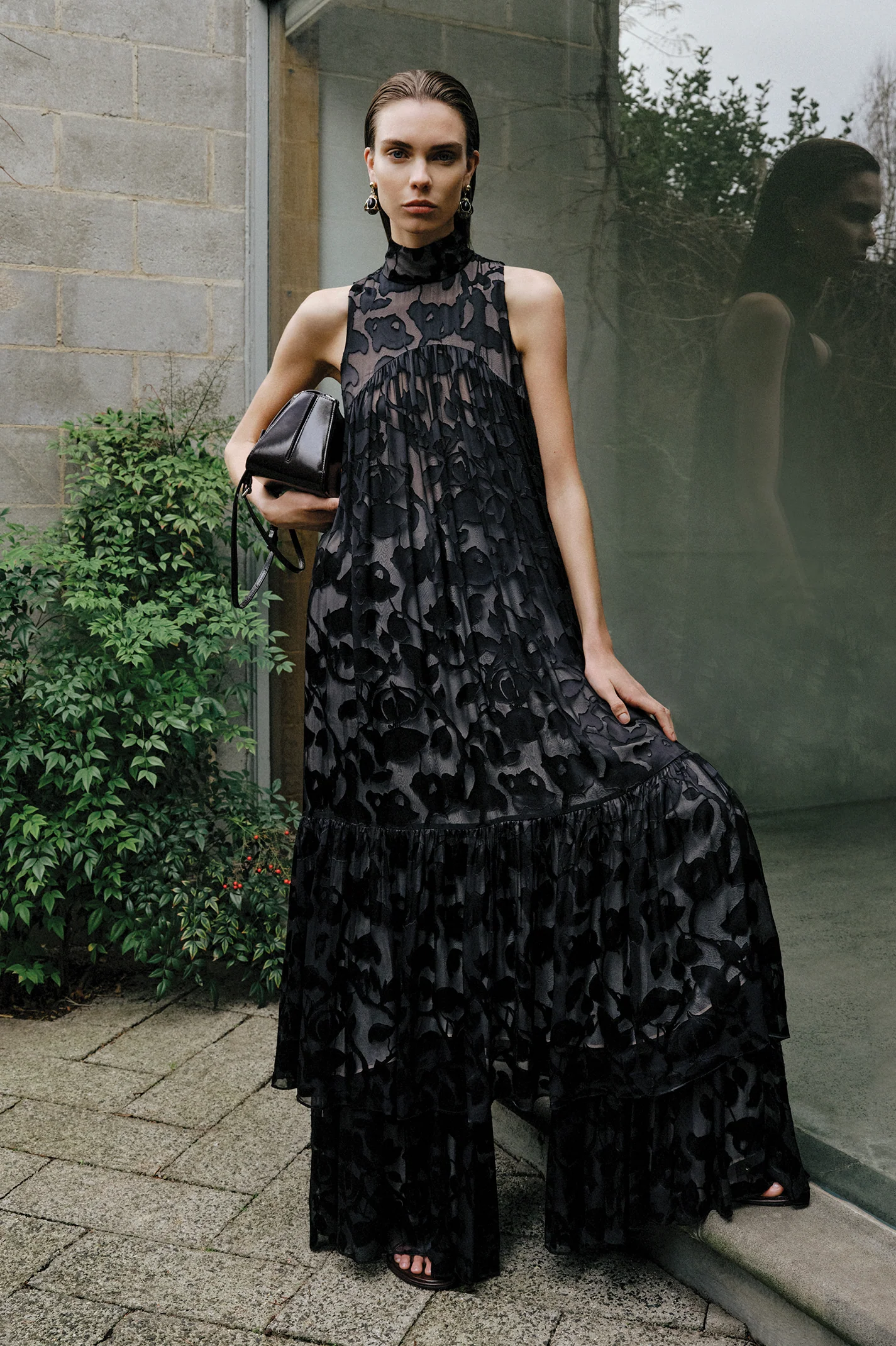 SILK BURNOUT SATIN TIER TROUSER - Image 9