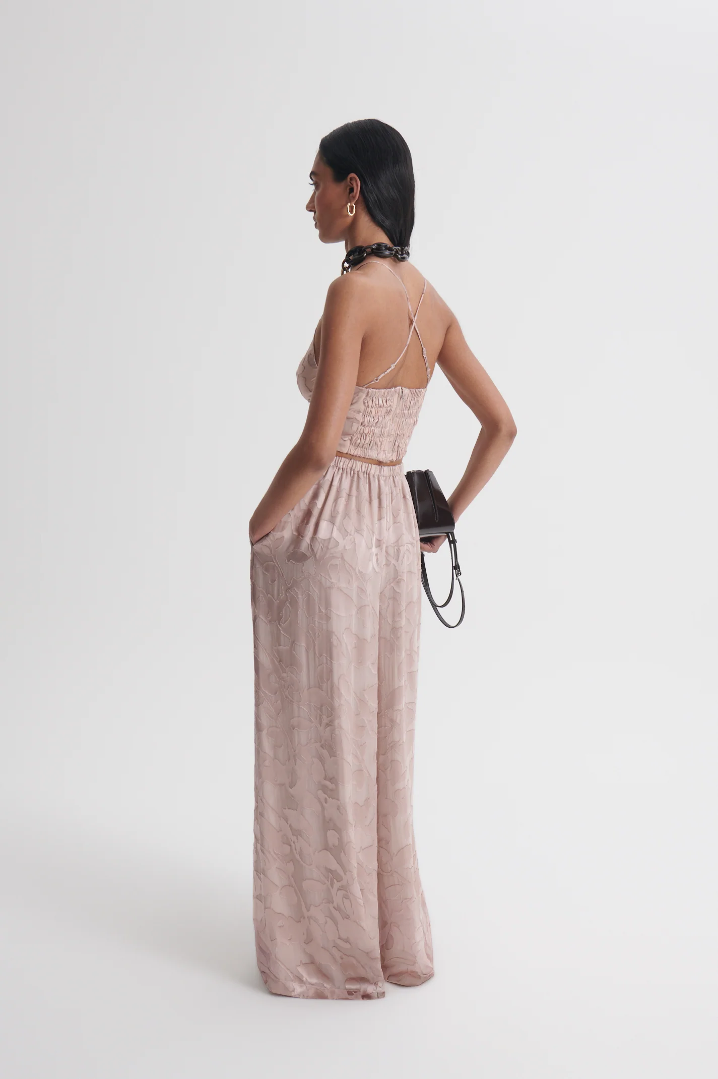 SILK BURNOUT SATIN TROUSER - Image 5