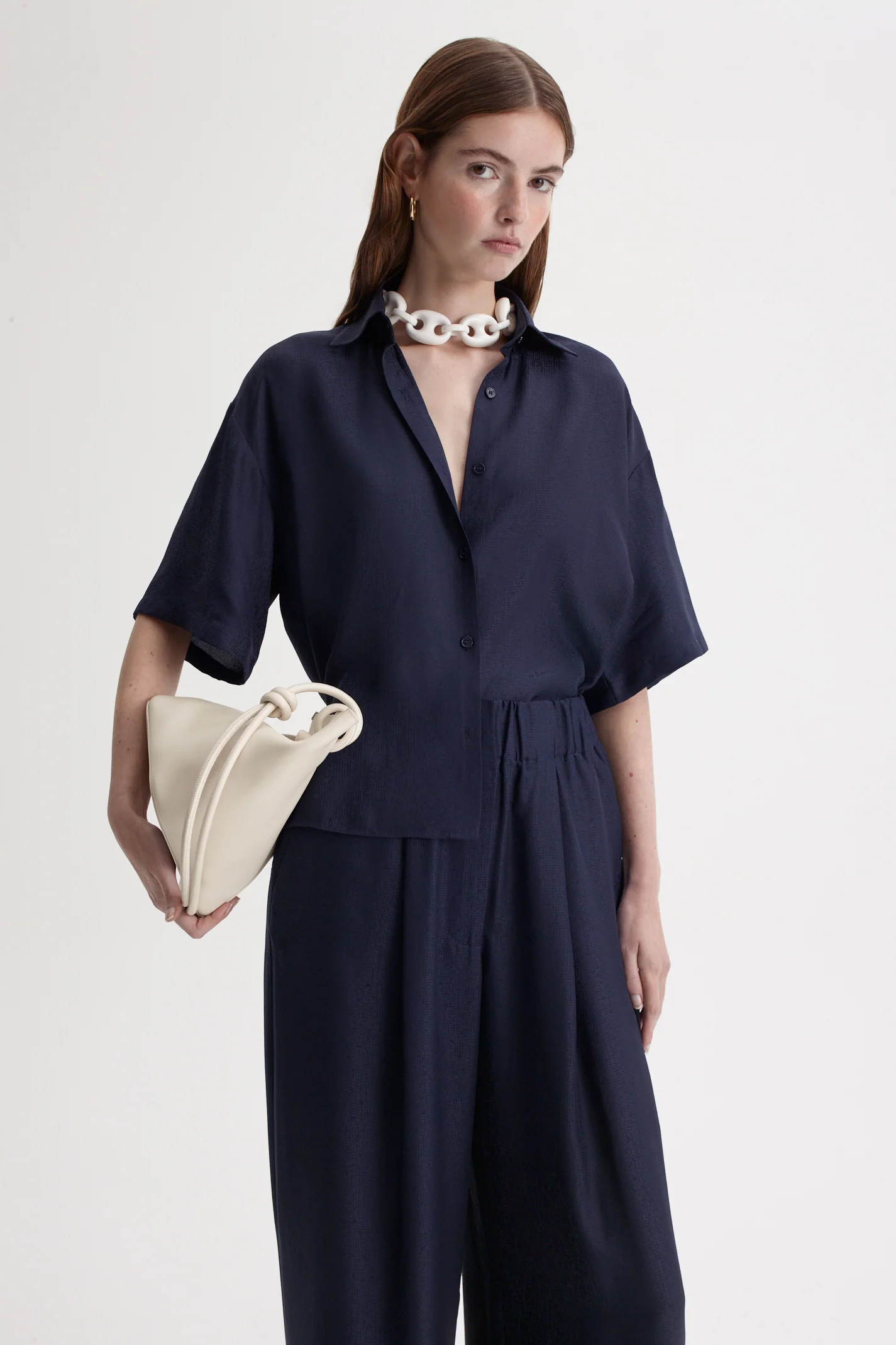 SILK JACQUARD CROP SHIRT - Image 3