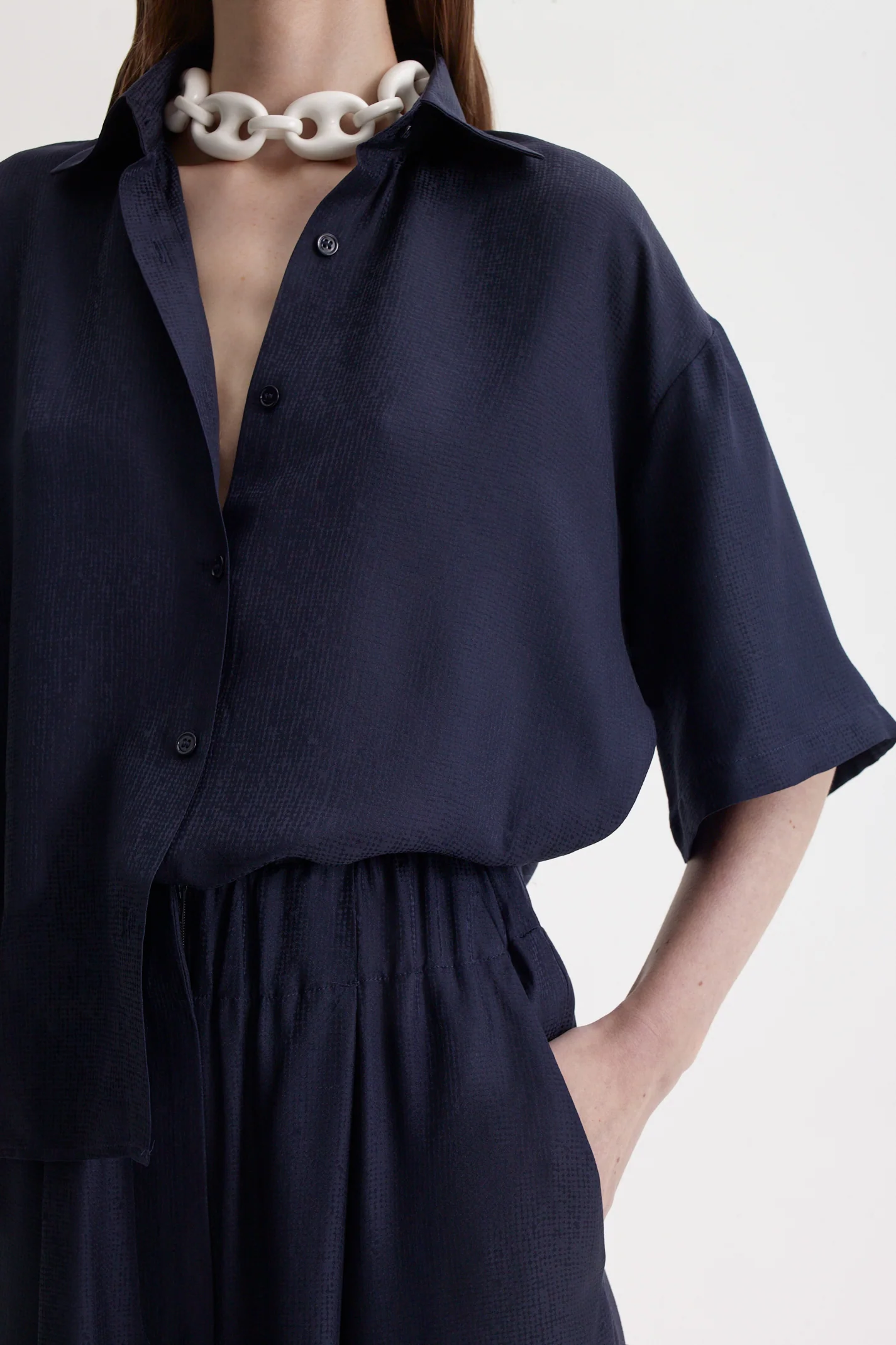 SILK JACQUARD CROP SHIRT - Image 7