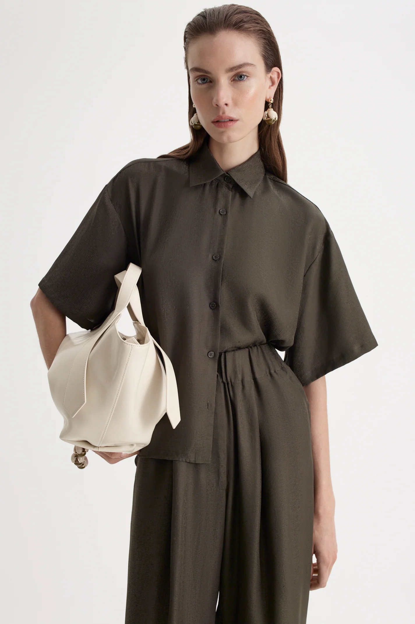 SILK JACQUARD CROP SHIRT - Image 6
