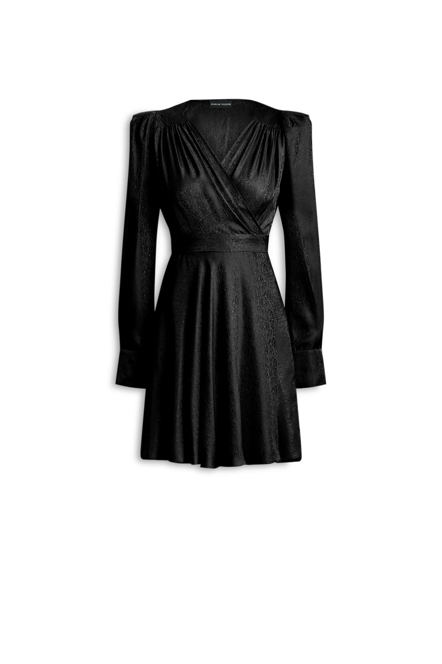 SILK JACQUARD GATHER SLEEVE MINI