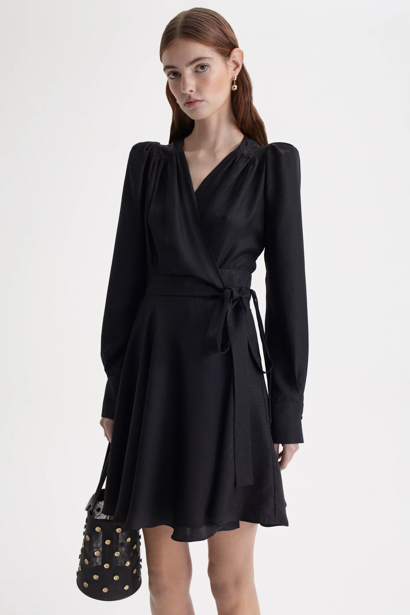 SILK JACQUARD GATHER SLEEVE MINI - Image 6