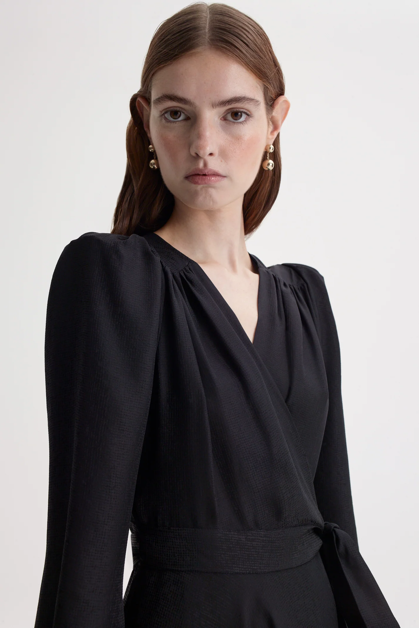 SILK JACQUARD GATHER SLEEVE MINI - Image 7