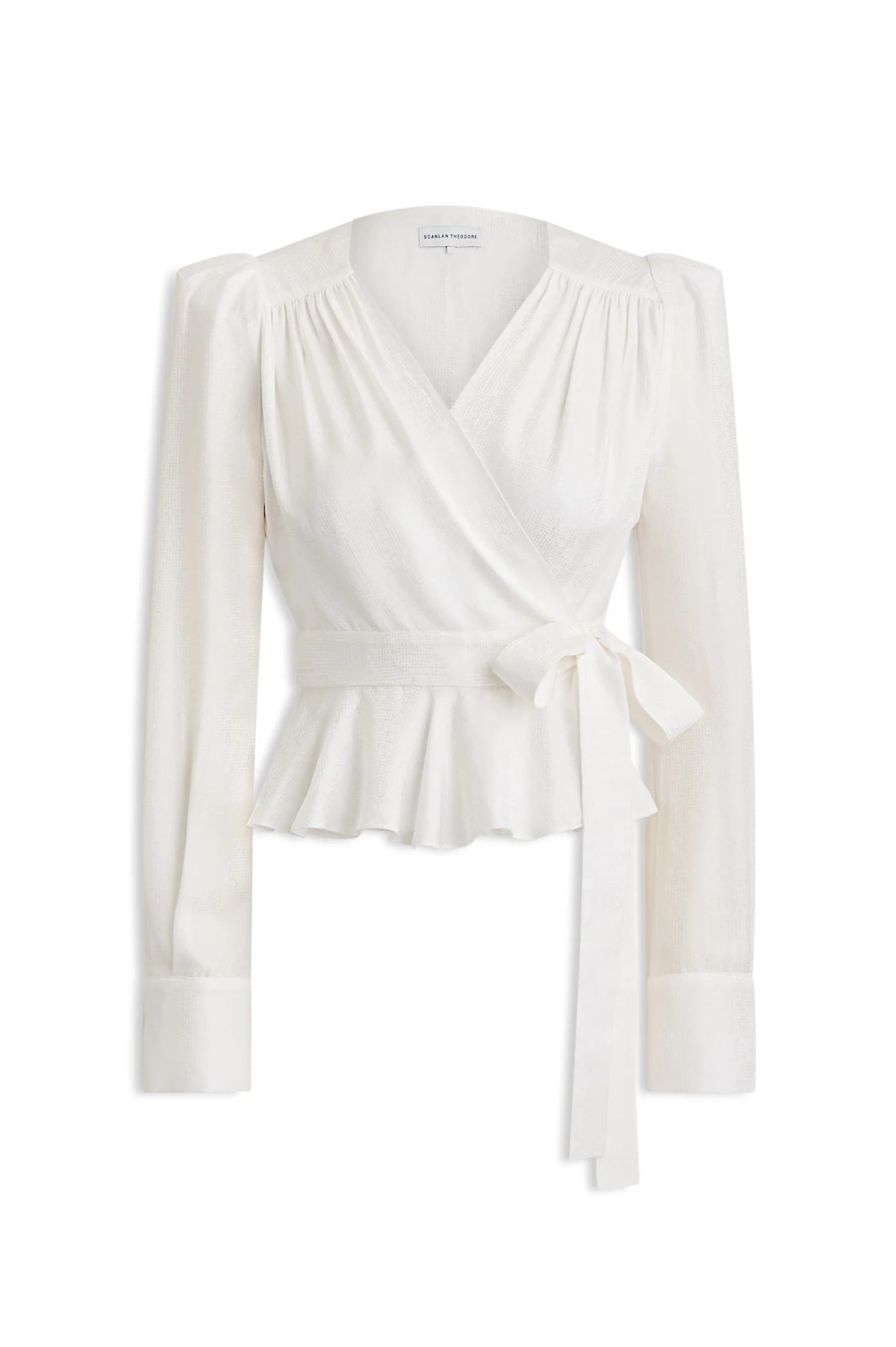SILK JACQUARD GATHER SLV BLOUSE