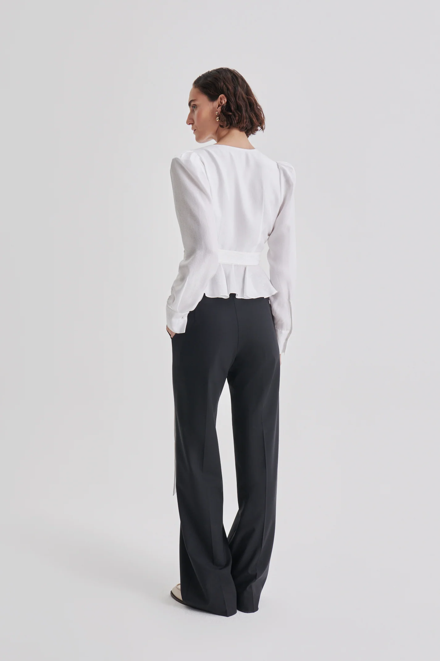 SILK JACQUARD GATHER SLV BLOUSE - Image 6