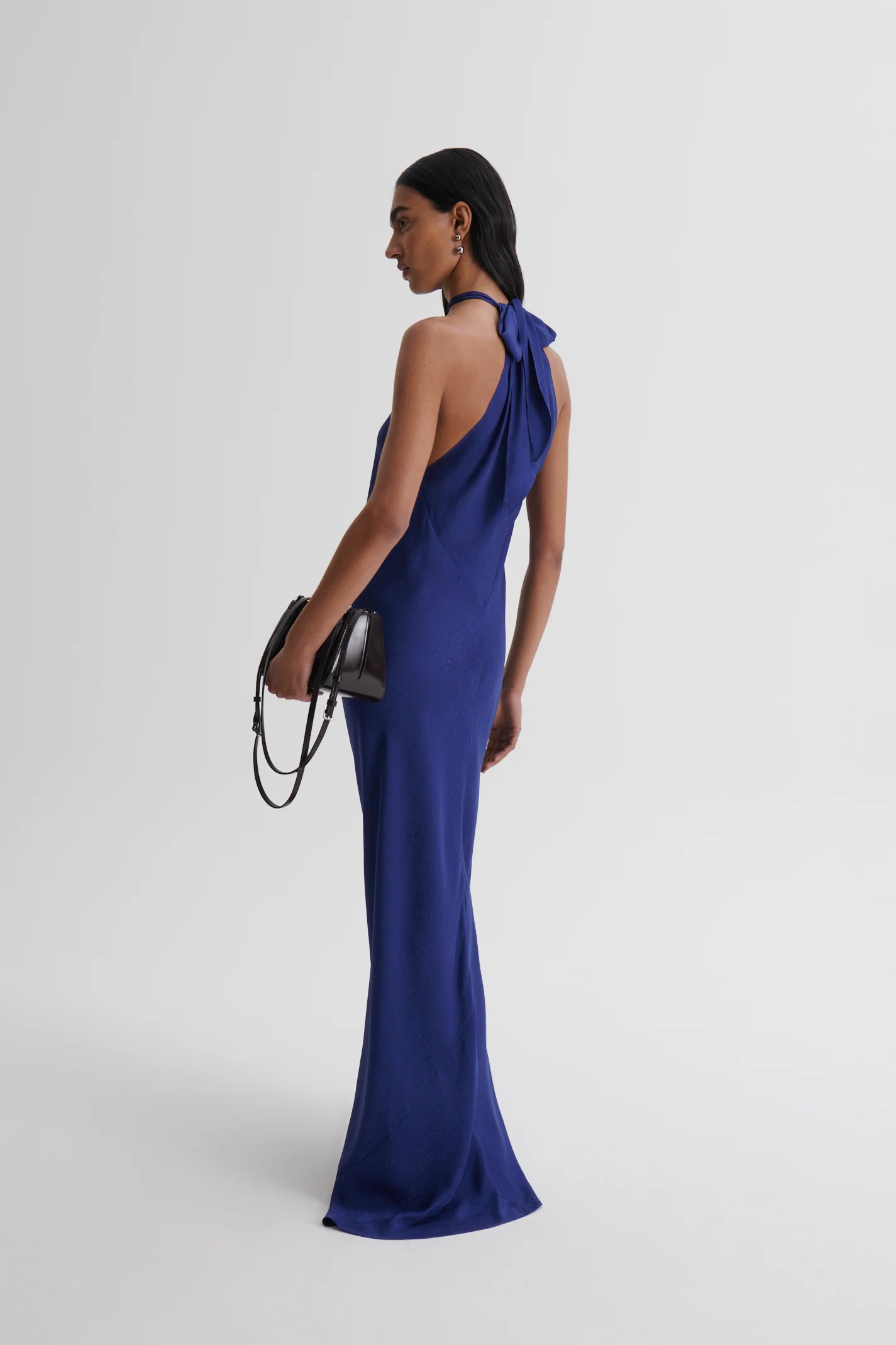 SILK JACQUARD TIE NECK DRESS - Image 5