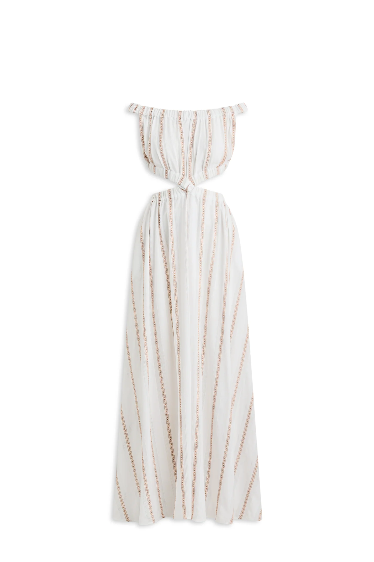 STRIPE BRAIDED GATHERED DRESS