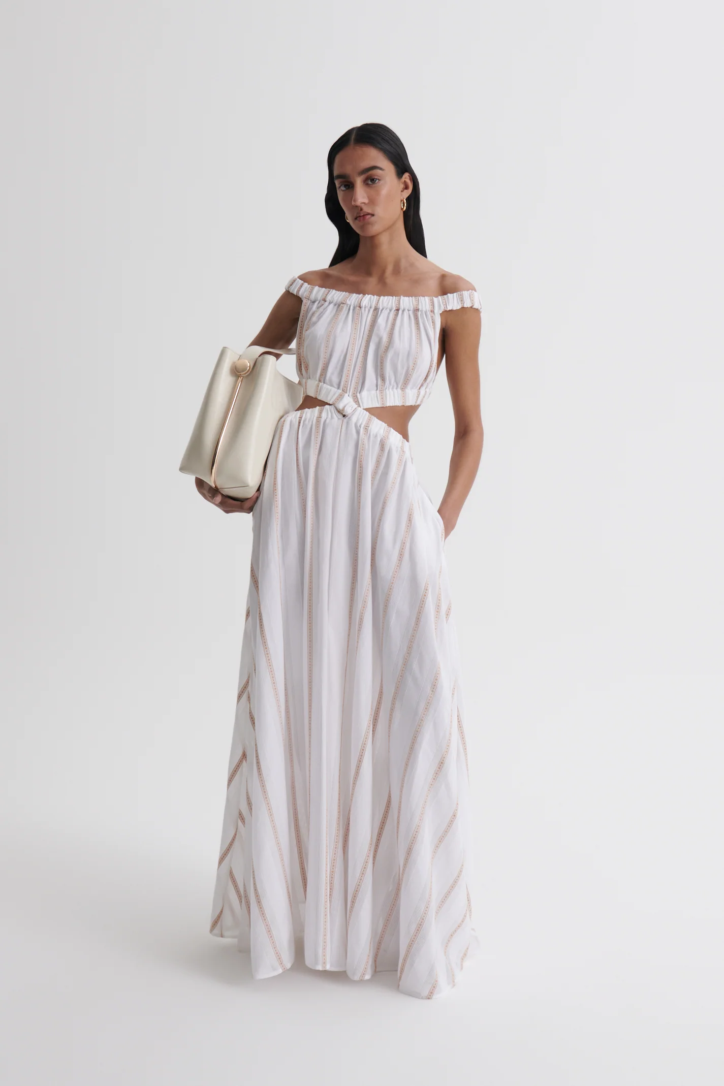 STRIPE BRAIDED GATHERED DRESS - Image 4