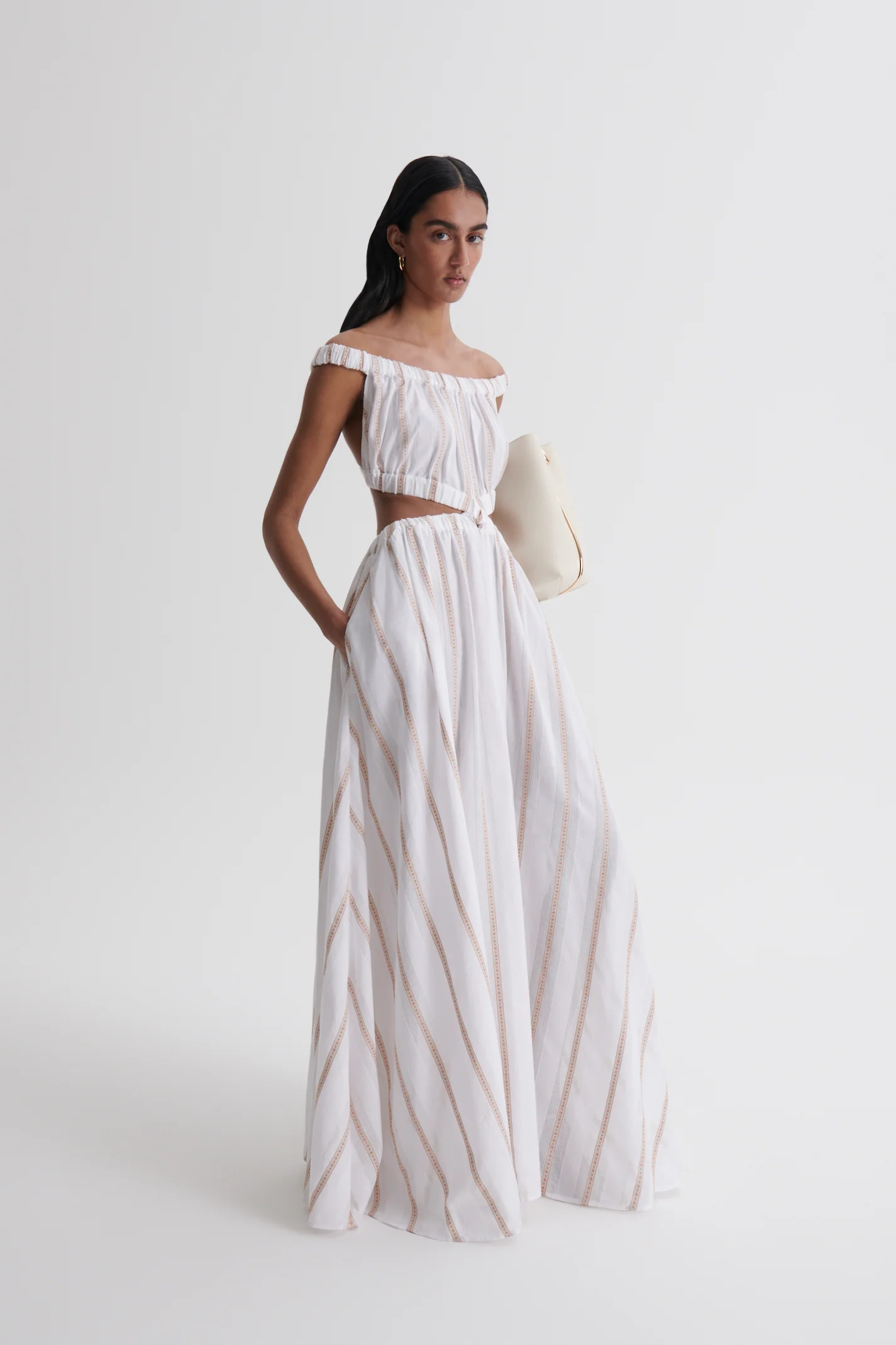 STRIPE BRAIDED GATHERED DRESS - Image 5