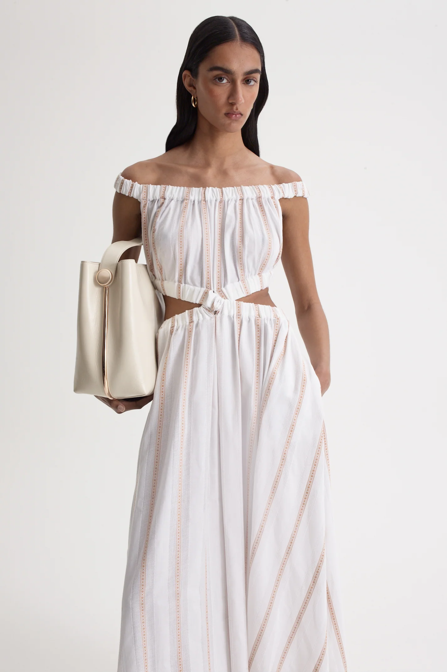 STRIPE BRAIDED GATHERED DRESS - Image 7