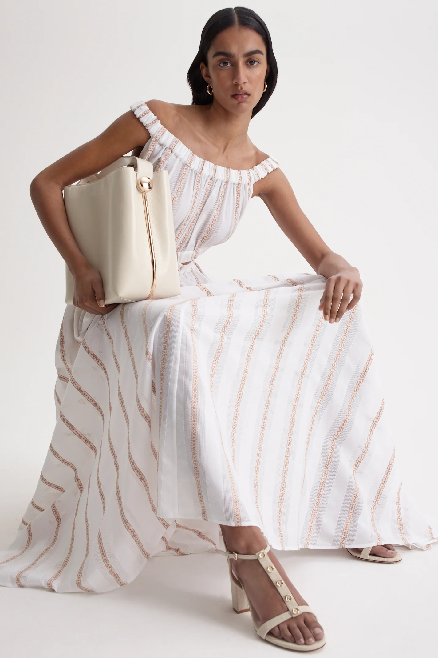 STRIPE BRAIDED GATHERED DRESS - Image 9