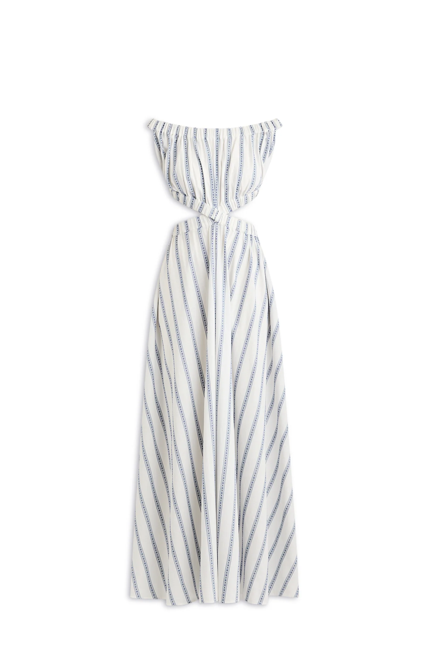 STRIPE BRAIDED GATHERED DRESS