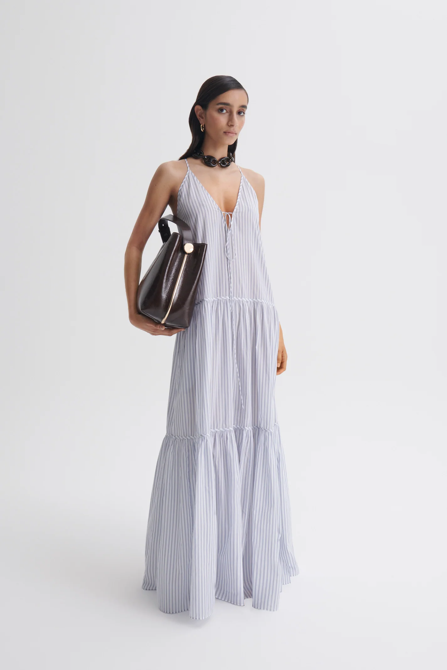STRIPE VOILE TIER DRESS - Image 3