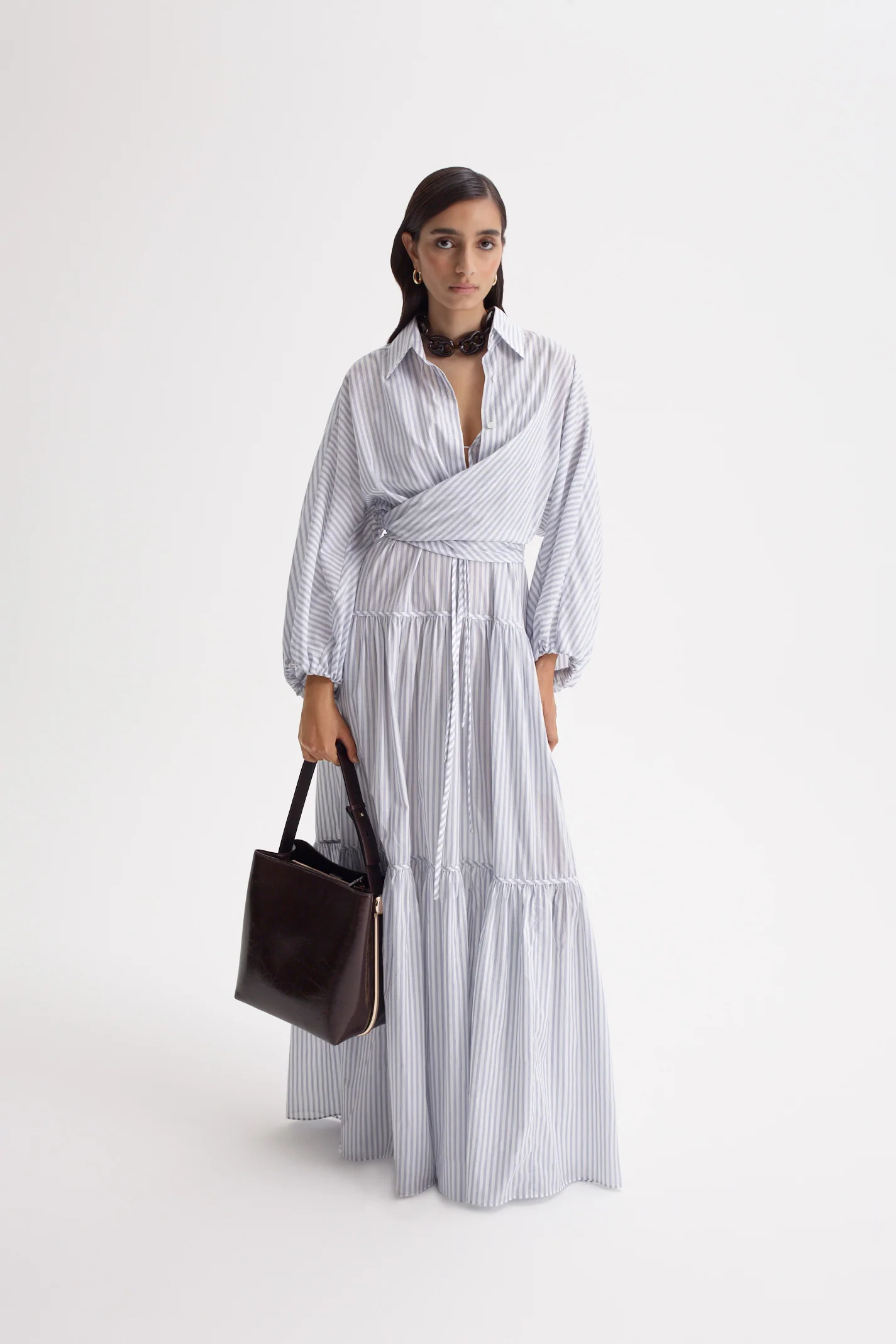 STRIPE VOILE TIER DRESS - Image 8